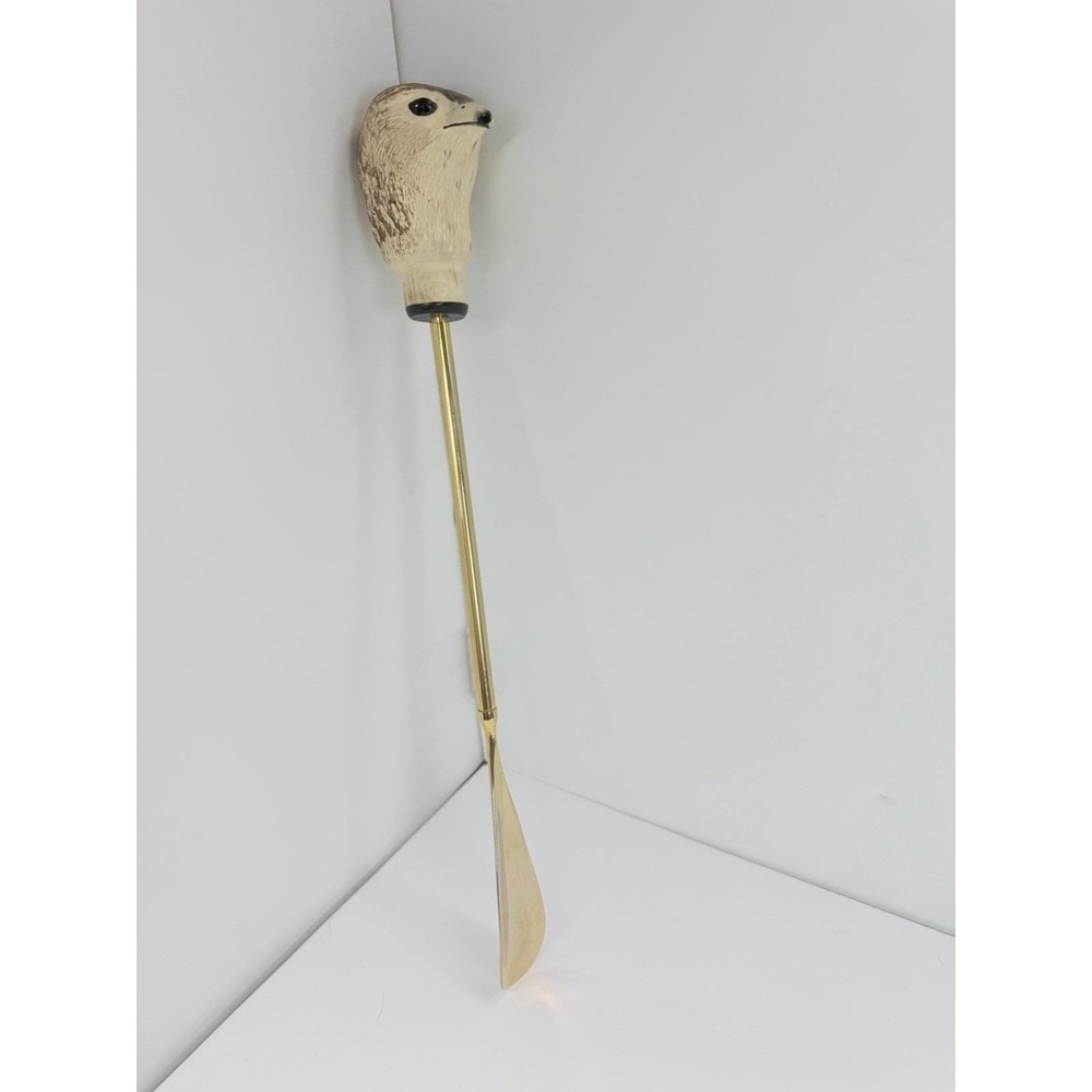 Brass Shoe Horn Bird Head, Swank 15.5" Long Vintage Hawk Eagle